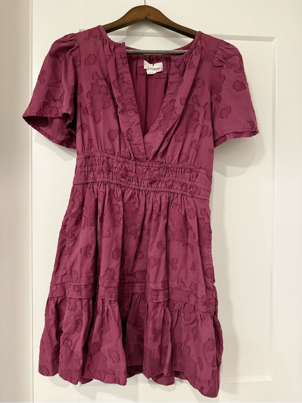 Anthropologie Plum Short Sleeve Tier Dress